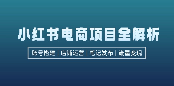 小红书电商项目全解析，包括账号搭建、店铺运营、笔记发布  实现流量变现网赚-副业-赚钱-培训-引流-建站-课程智慧工坊